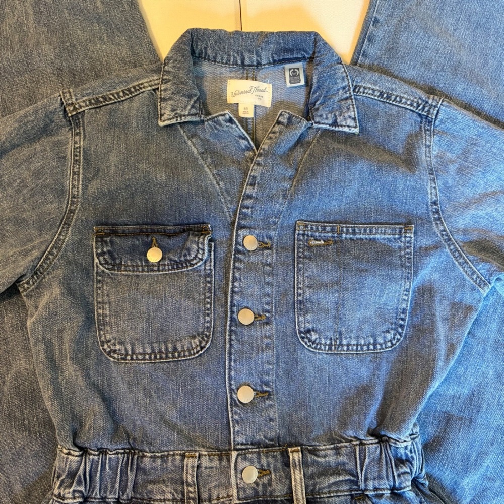 Universal Thread Womens Blue Denim Long Sleeve Coveralls Jumpsuit Size 8R - Picture 2 of 6